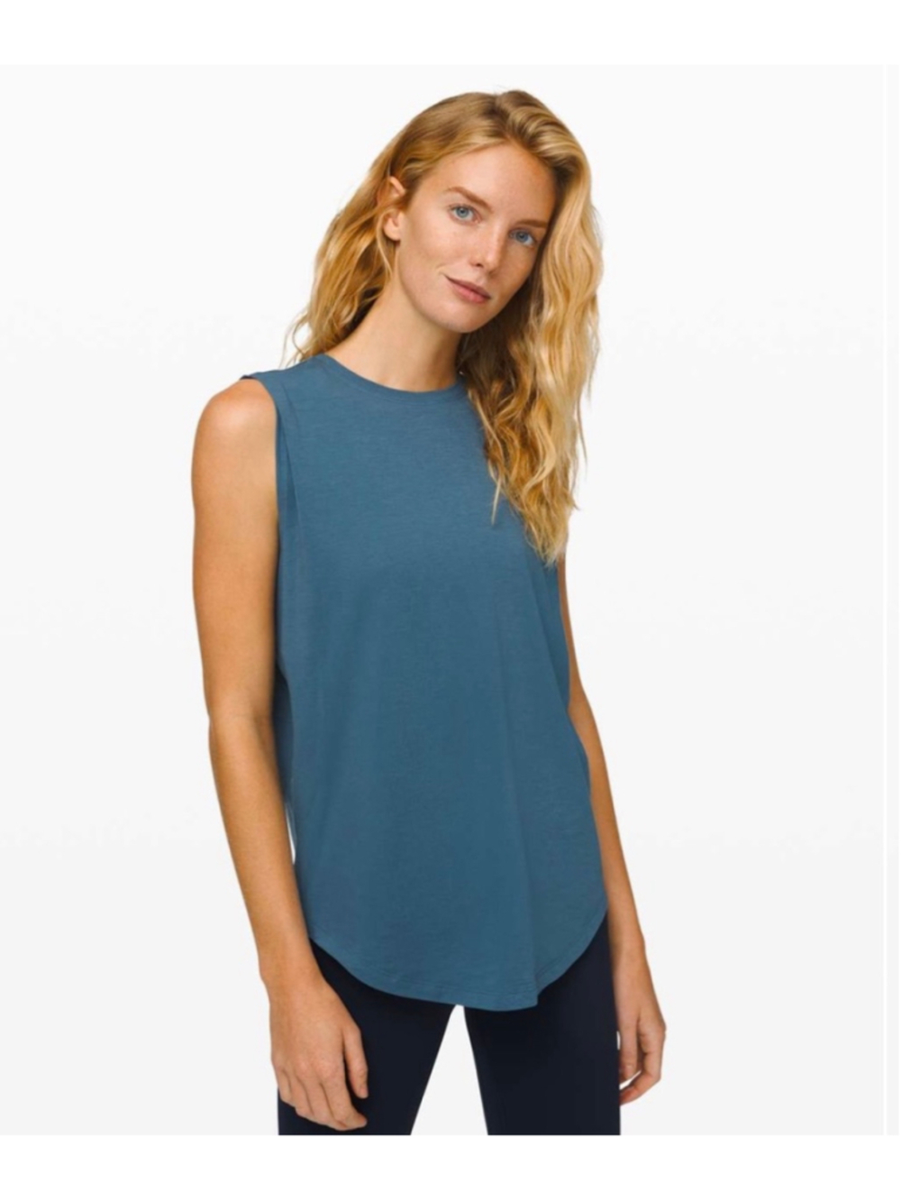 Women's Lululemon Brunswick Muscle Tank Top in Petrol Blue, size 12
